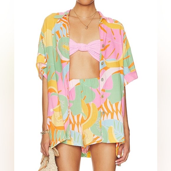 Show Me Your Mumu Parker Button Down and Short in Tropical Fruit - Picture 1 of 7